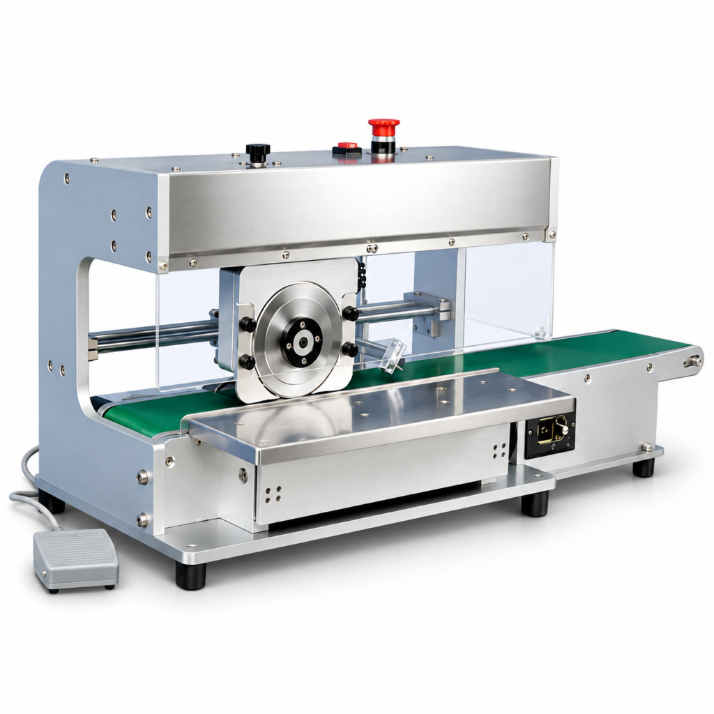 PCB Separator with Moving Cutting Blade and Conveyor Belt